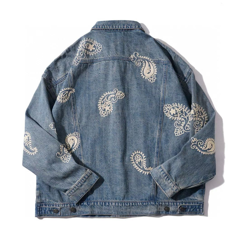 Blue Jean Jacket with Embroider Paisley