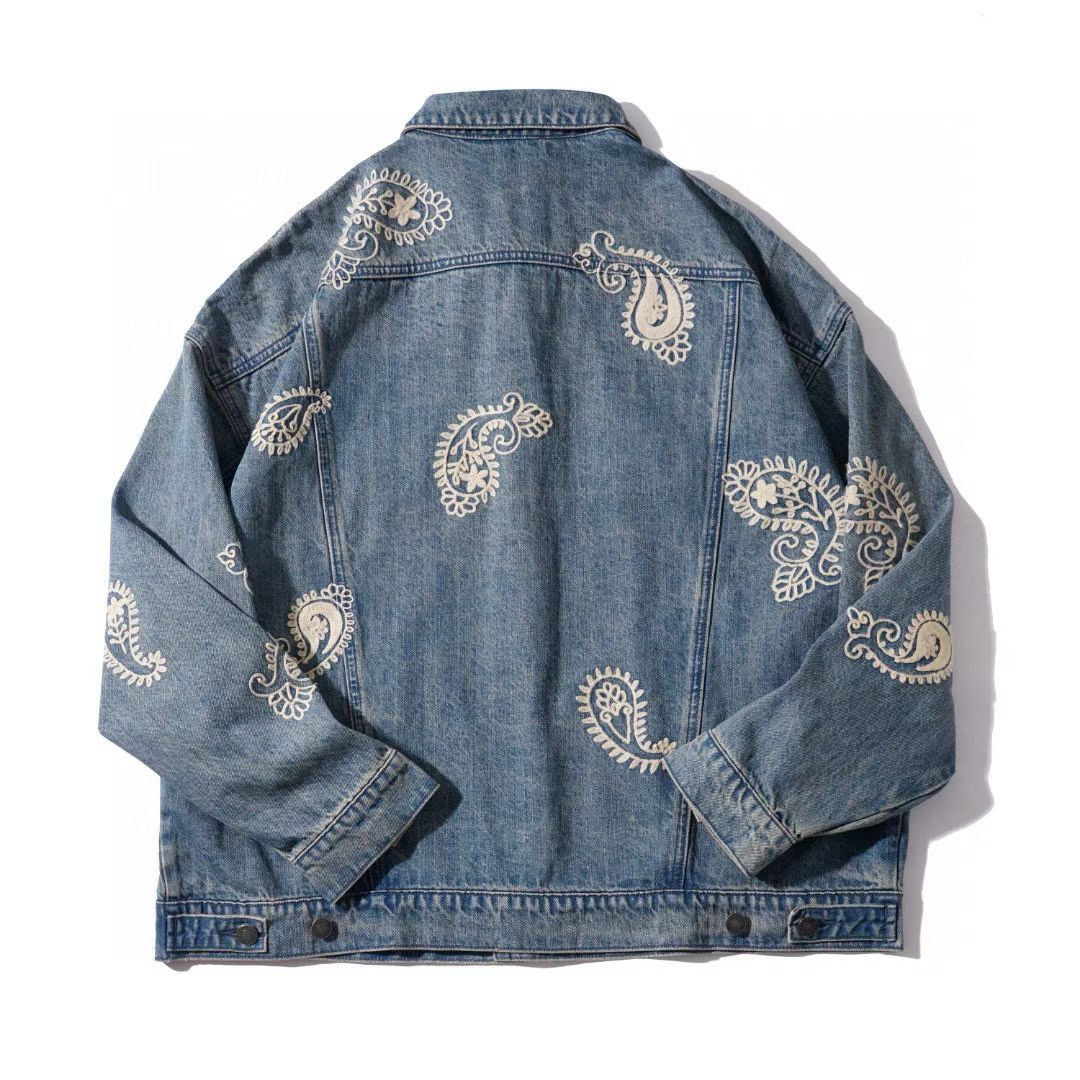 Blue Jean Jacket with Embroider Paisley