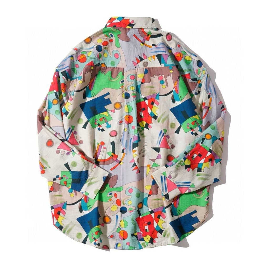 Abstract Multi Colorful Long Sleeve Shirt