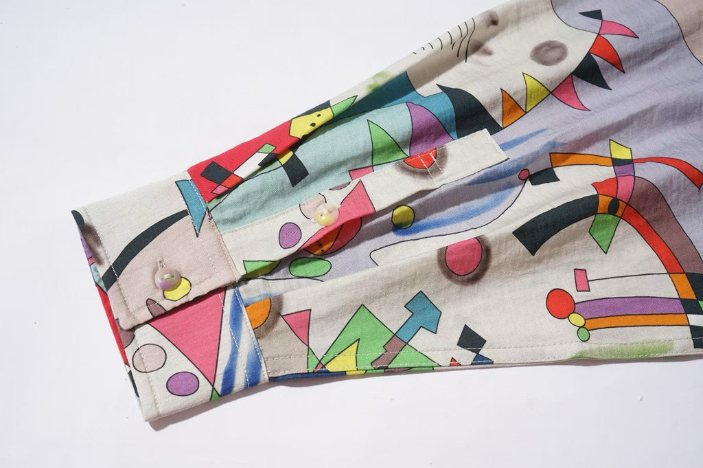 Abstract Multi Colorful Long Sleeve Shirt