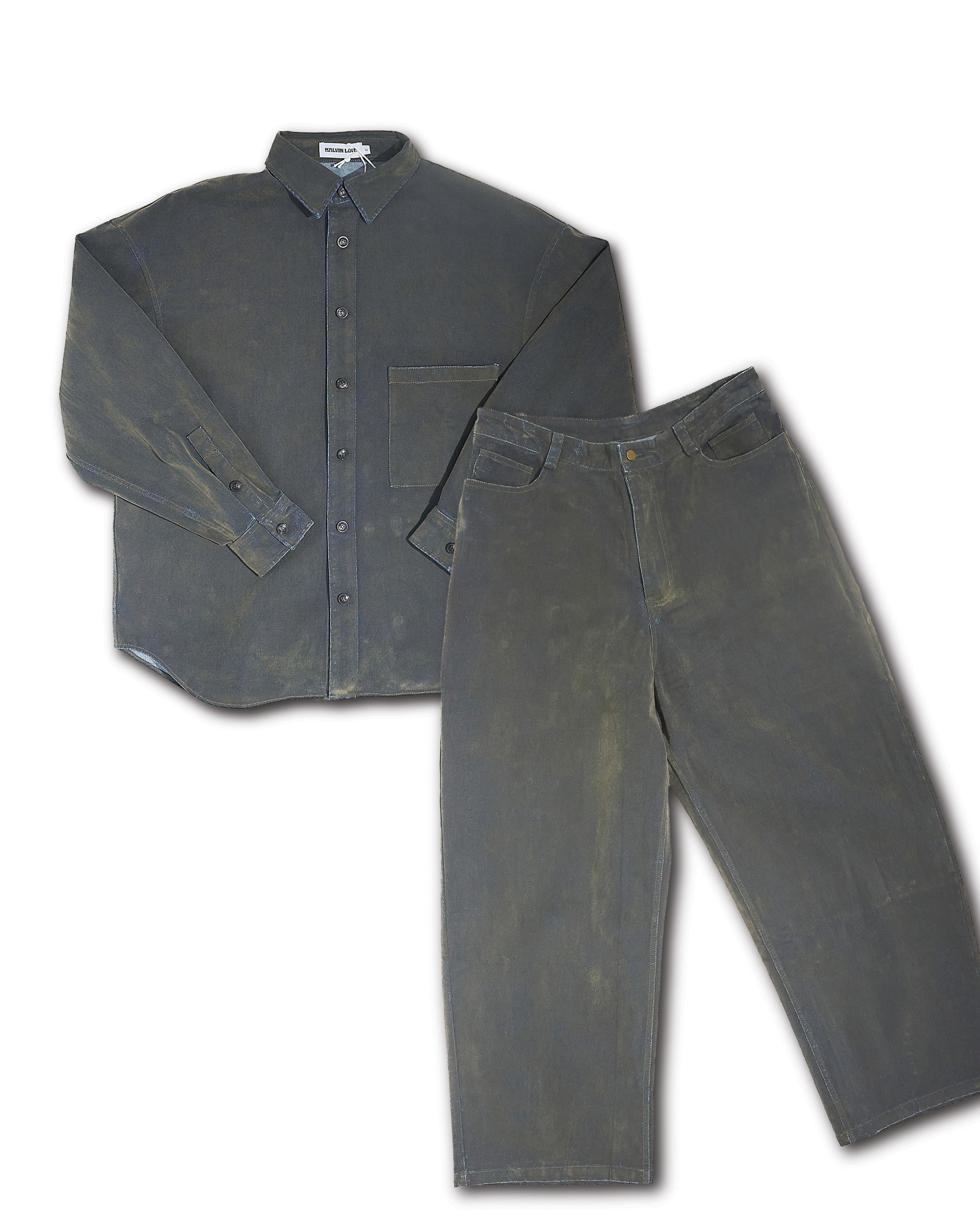 Denim Shirt Jacket + Jeans with Yellow Hue Set