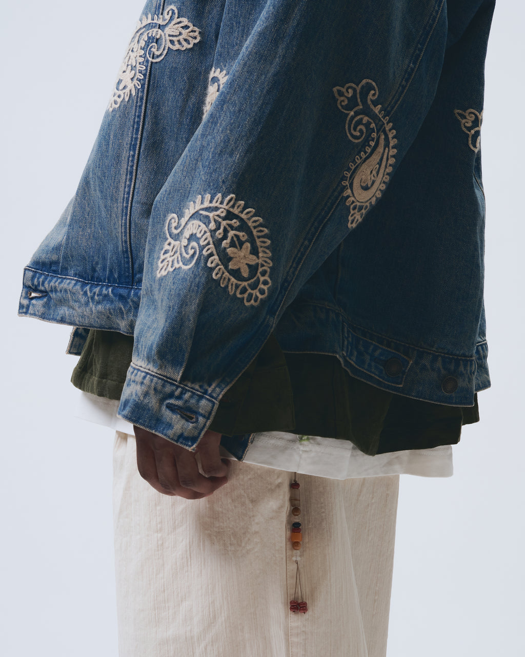 Blue Jean Jacket with Embroider Paisley