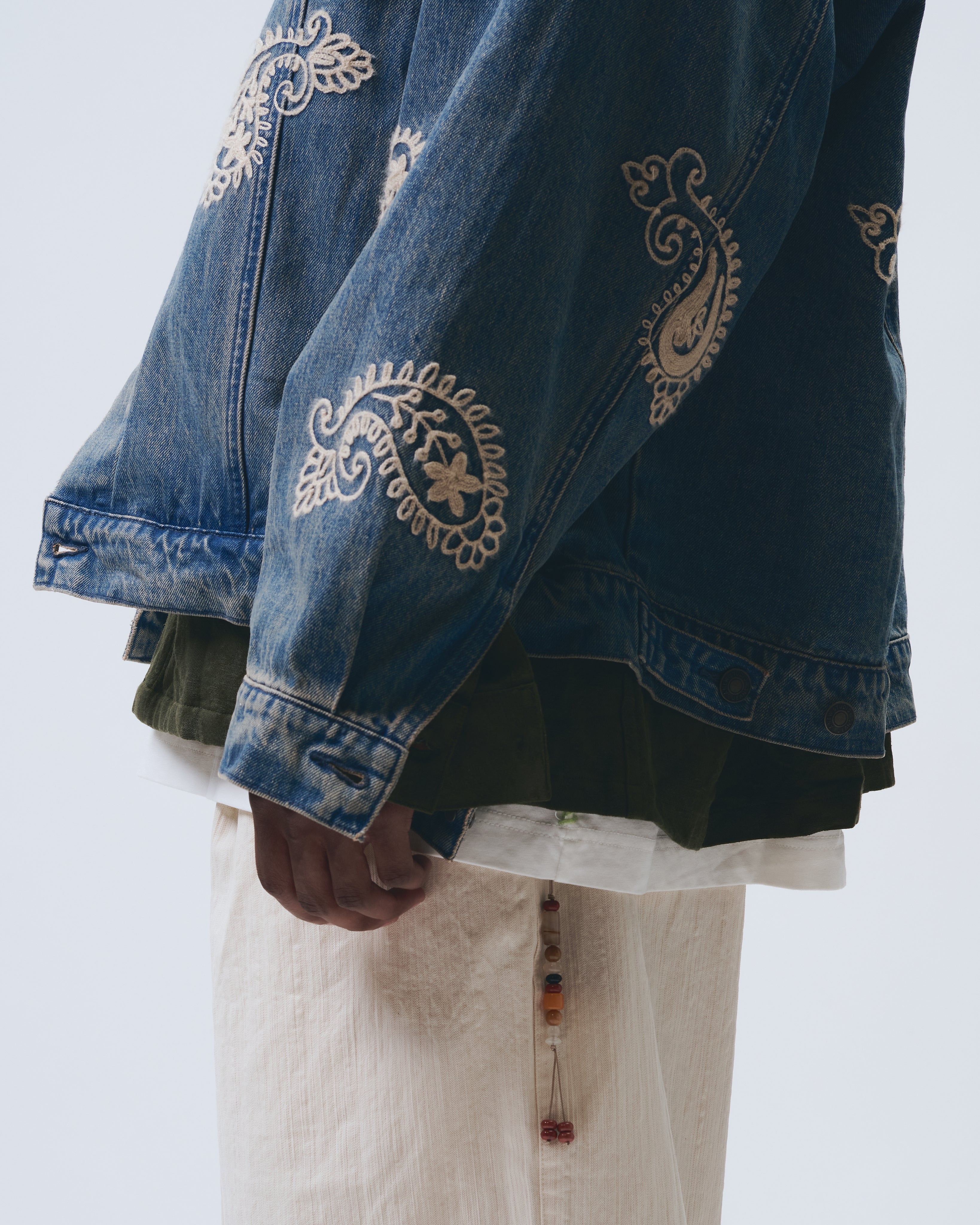Blue Jean Jacket with Embroider Paisley