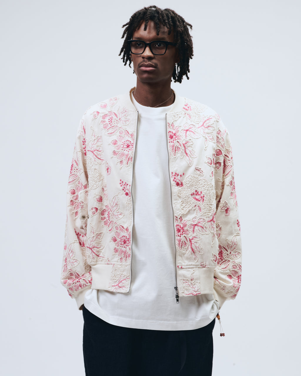 Crimson Bloom Embroidered Jacket