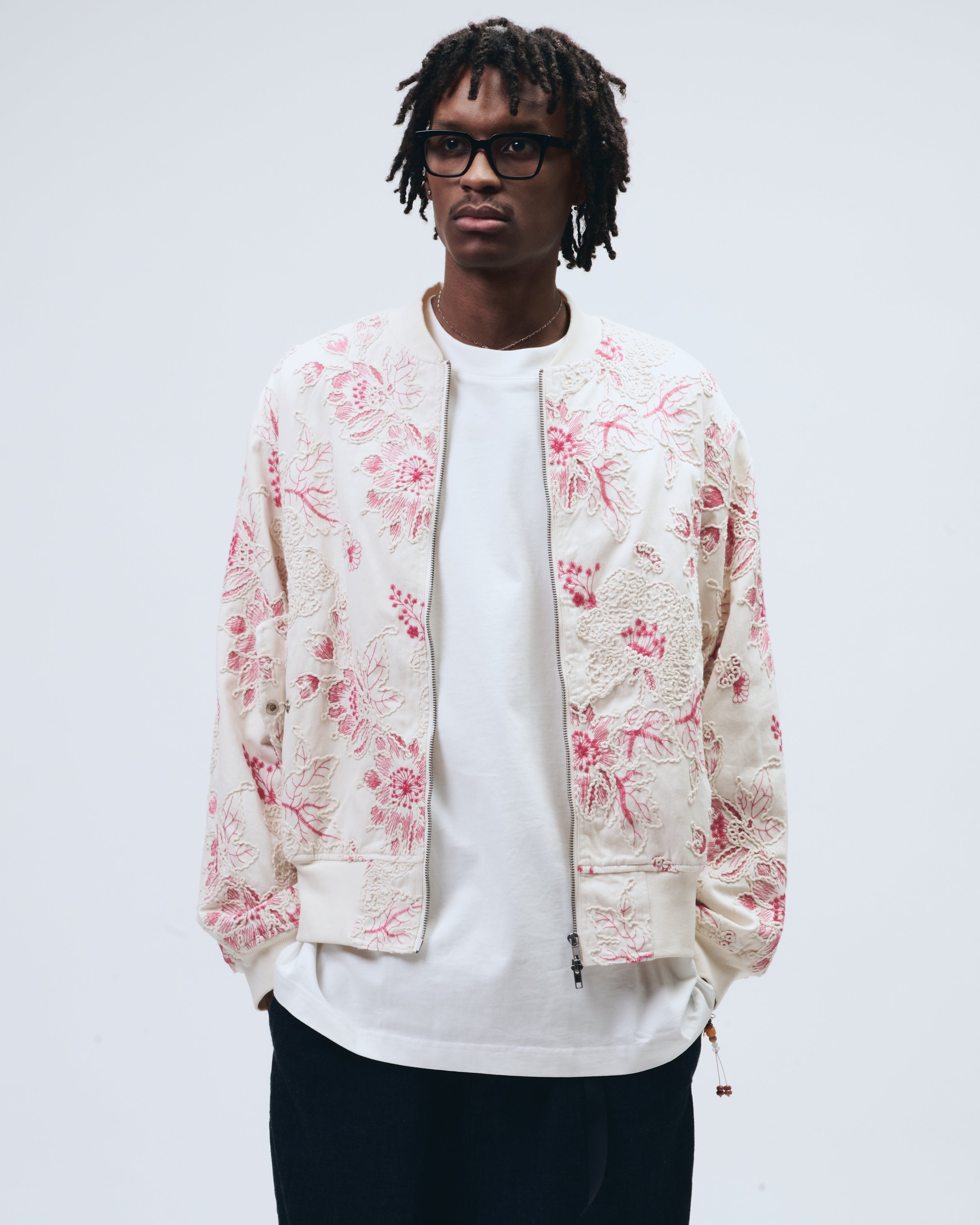 Crimson Bloom Embroidered Jacket