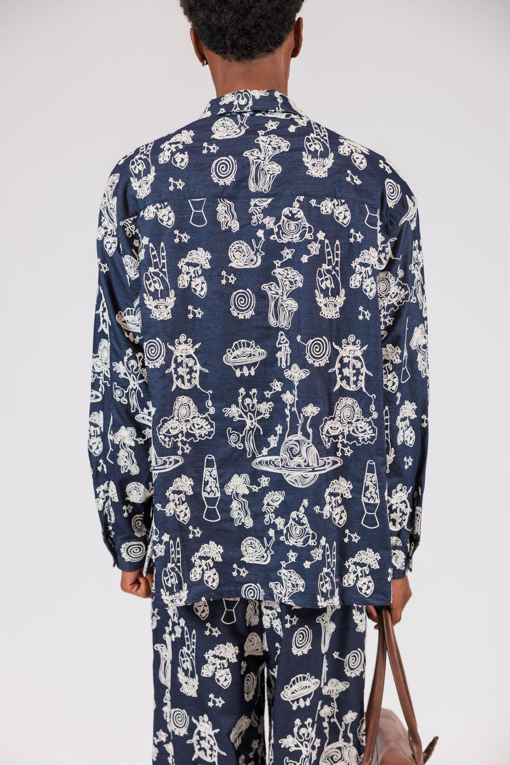 Cosmic Embroidered Long Sleeve Shirt Jacket