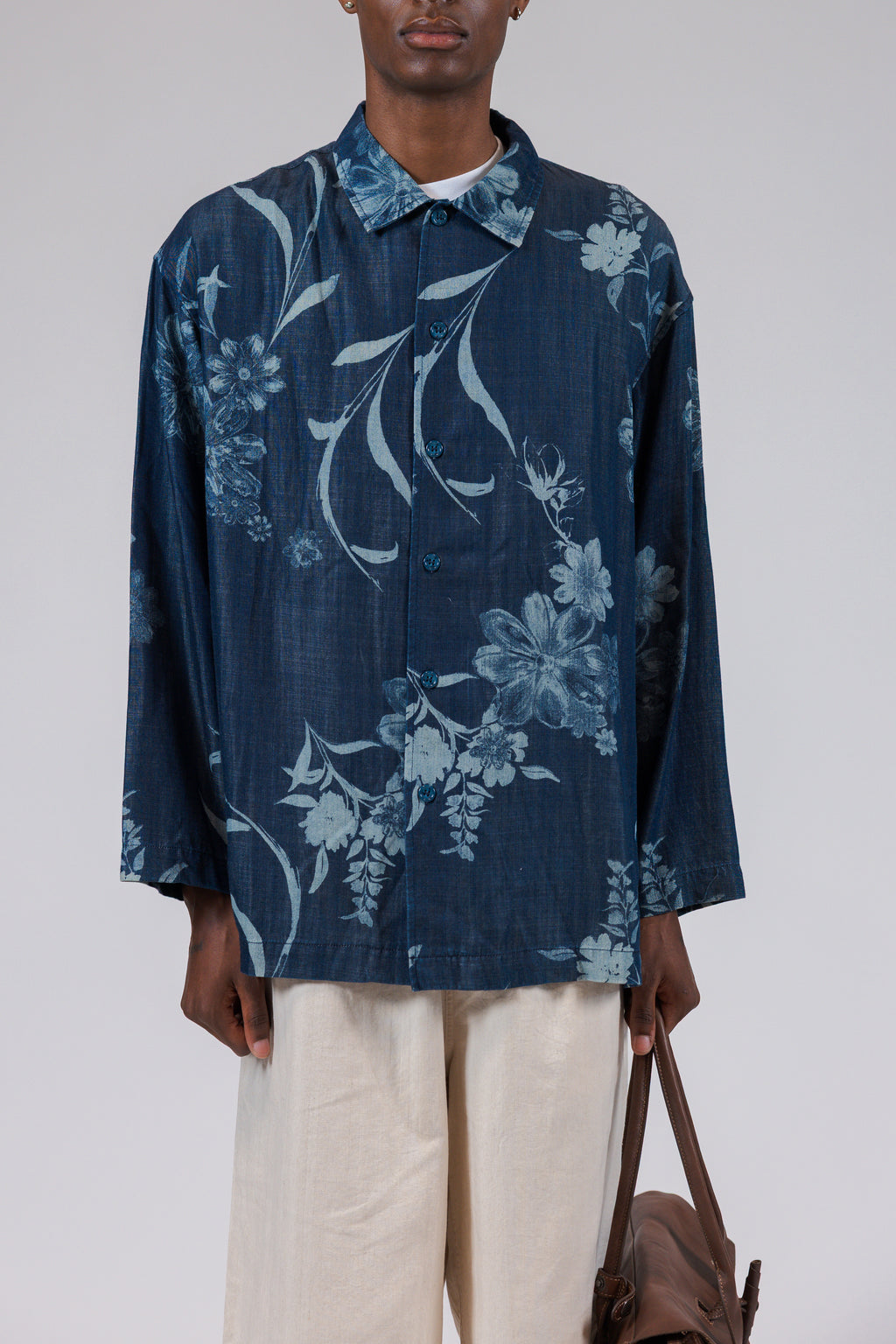 Indigo Floral Long Sleeve Shirt