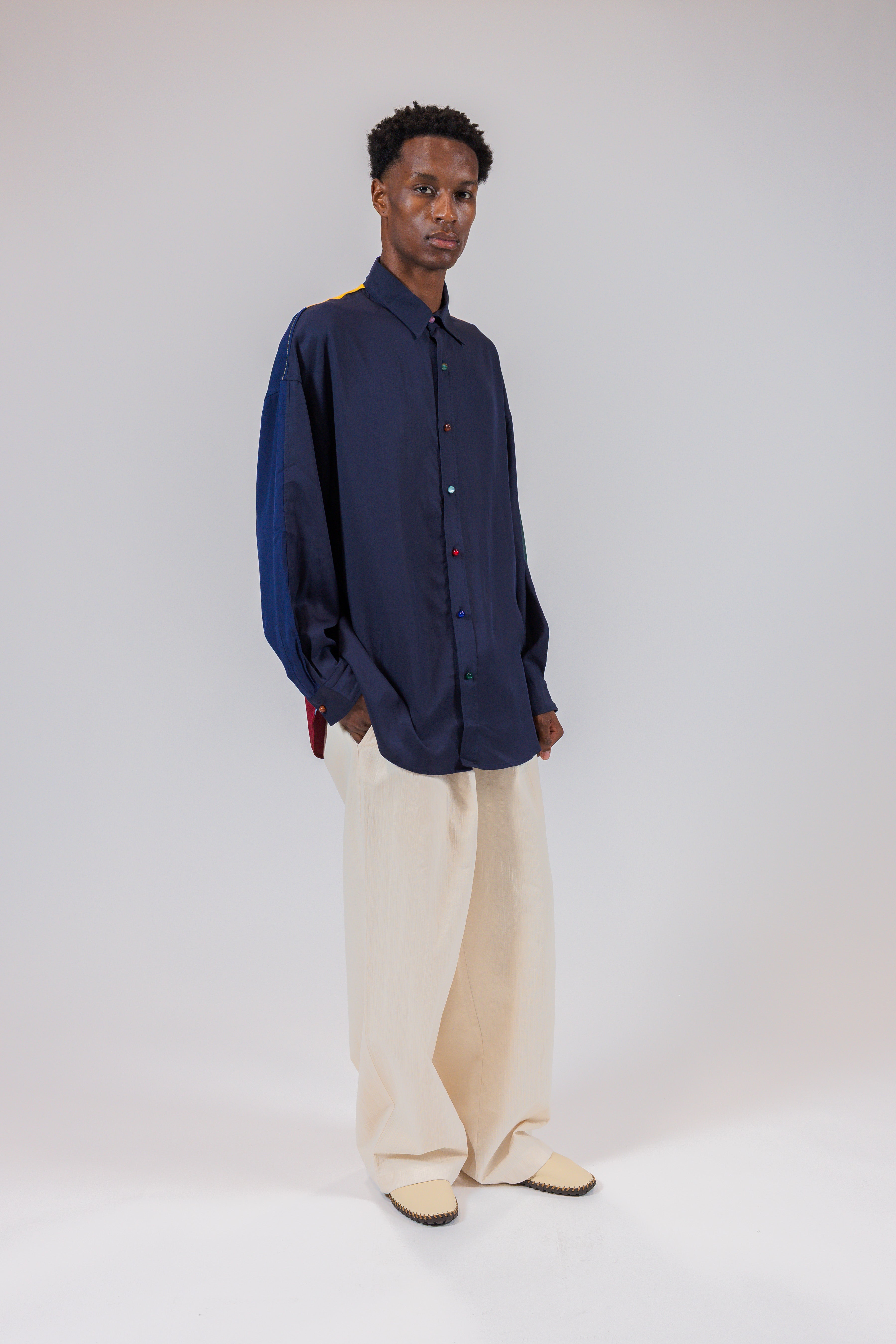 Relaxed Beige Cotton Pants