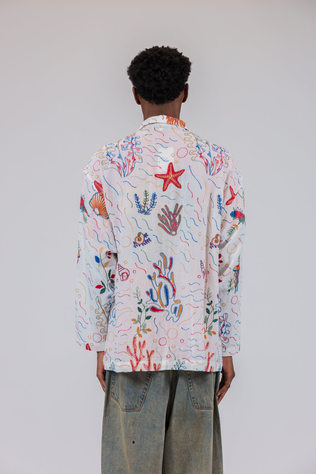 The Riviera Long Sleeve Shirt Sea Embroidery
