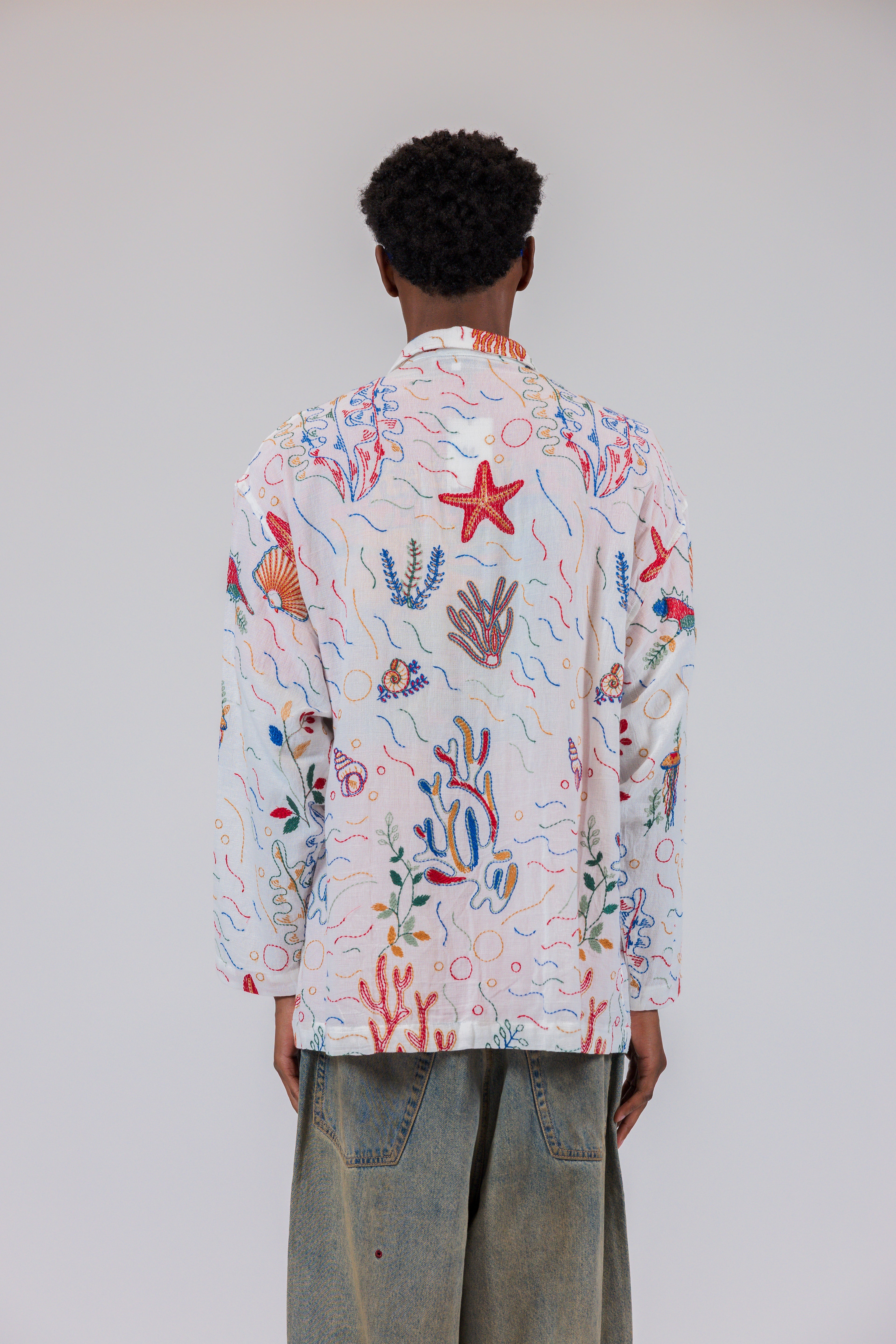The Riviera Long Sleeve Shirt Sea Embroidery