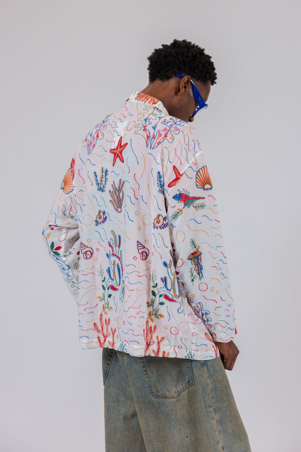 The Riviera Long Sleeve Shirt Sea Embroidery