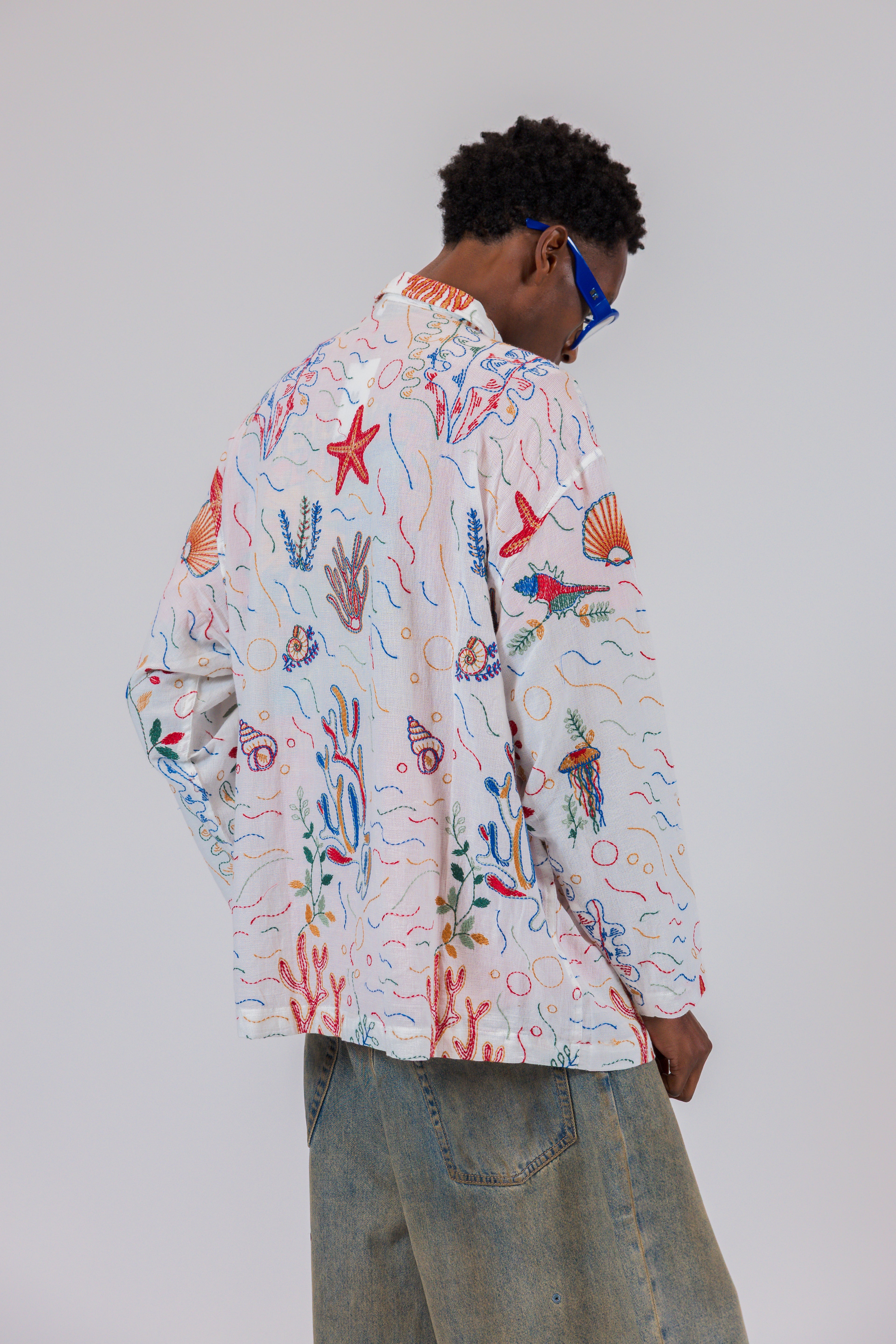 The Riviera Long Sleeve Shirt Sea Embroidery
