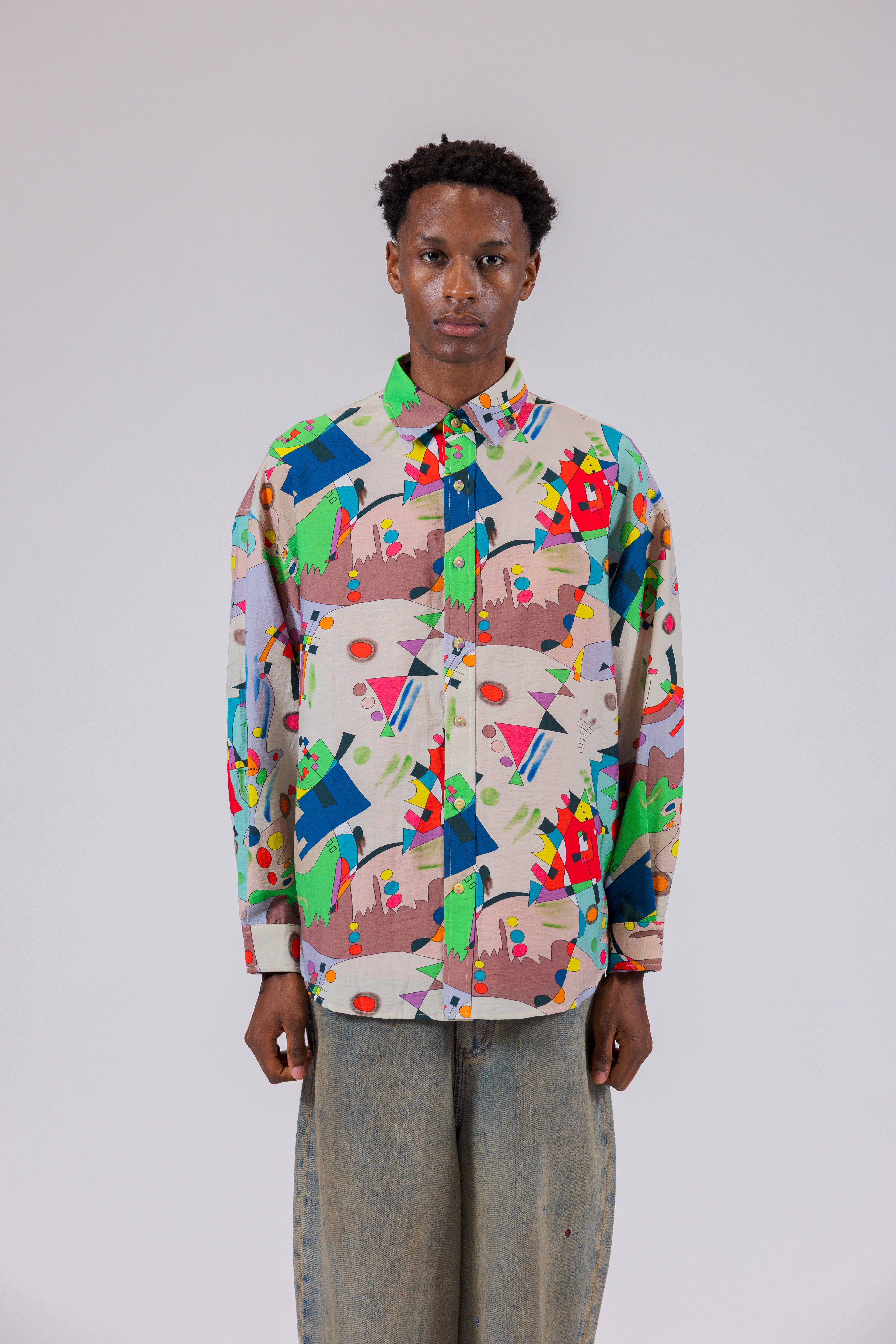Abstract Multi Colorful Long Sleeve Shirt