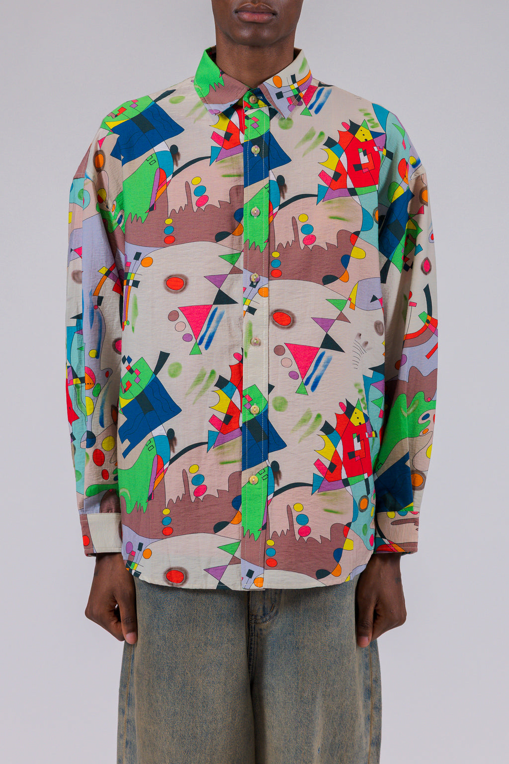 Abstract Multi Colorful Long Sleeve Shirt