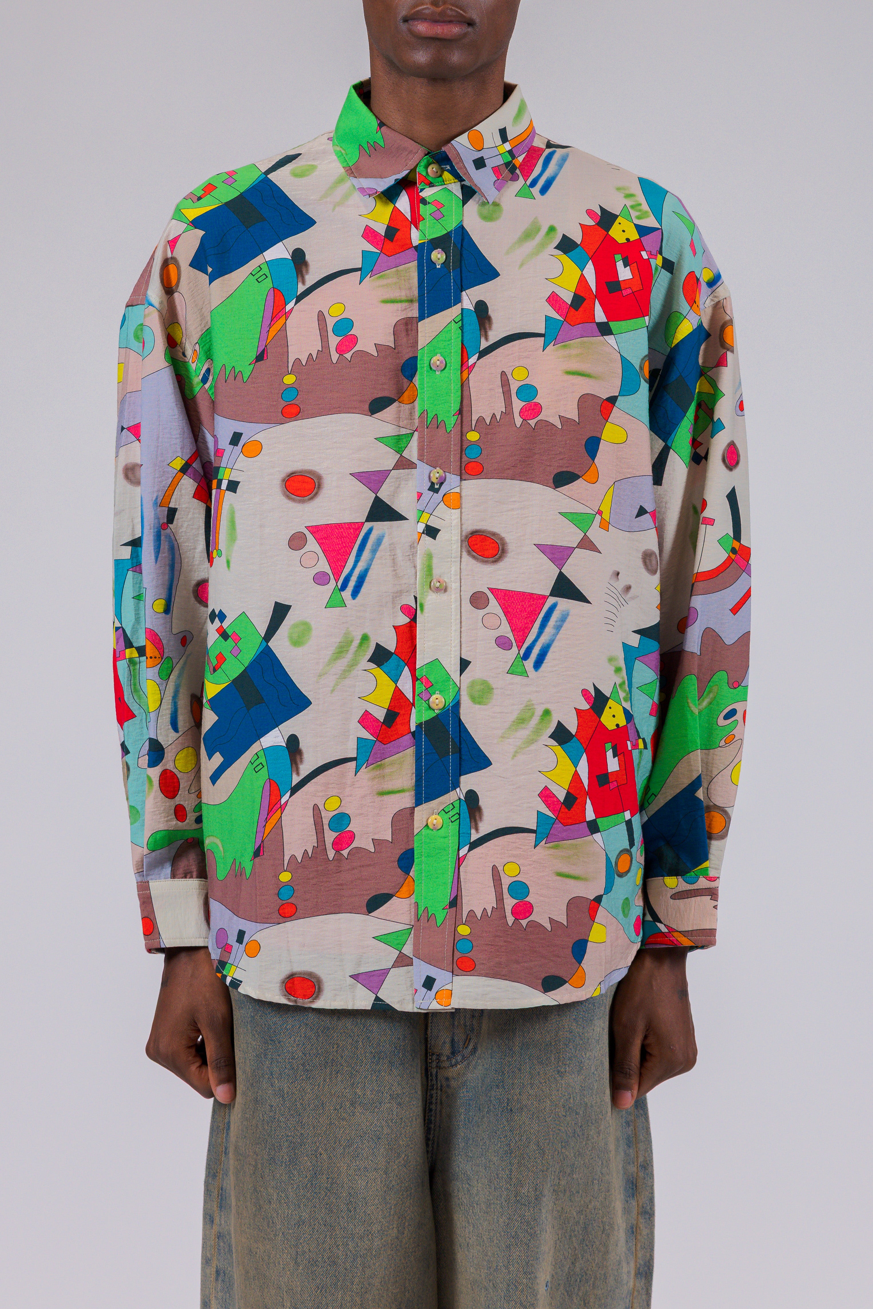 Abstract Multi Colorful Long Sleeve Shirt
