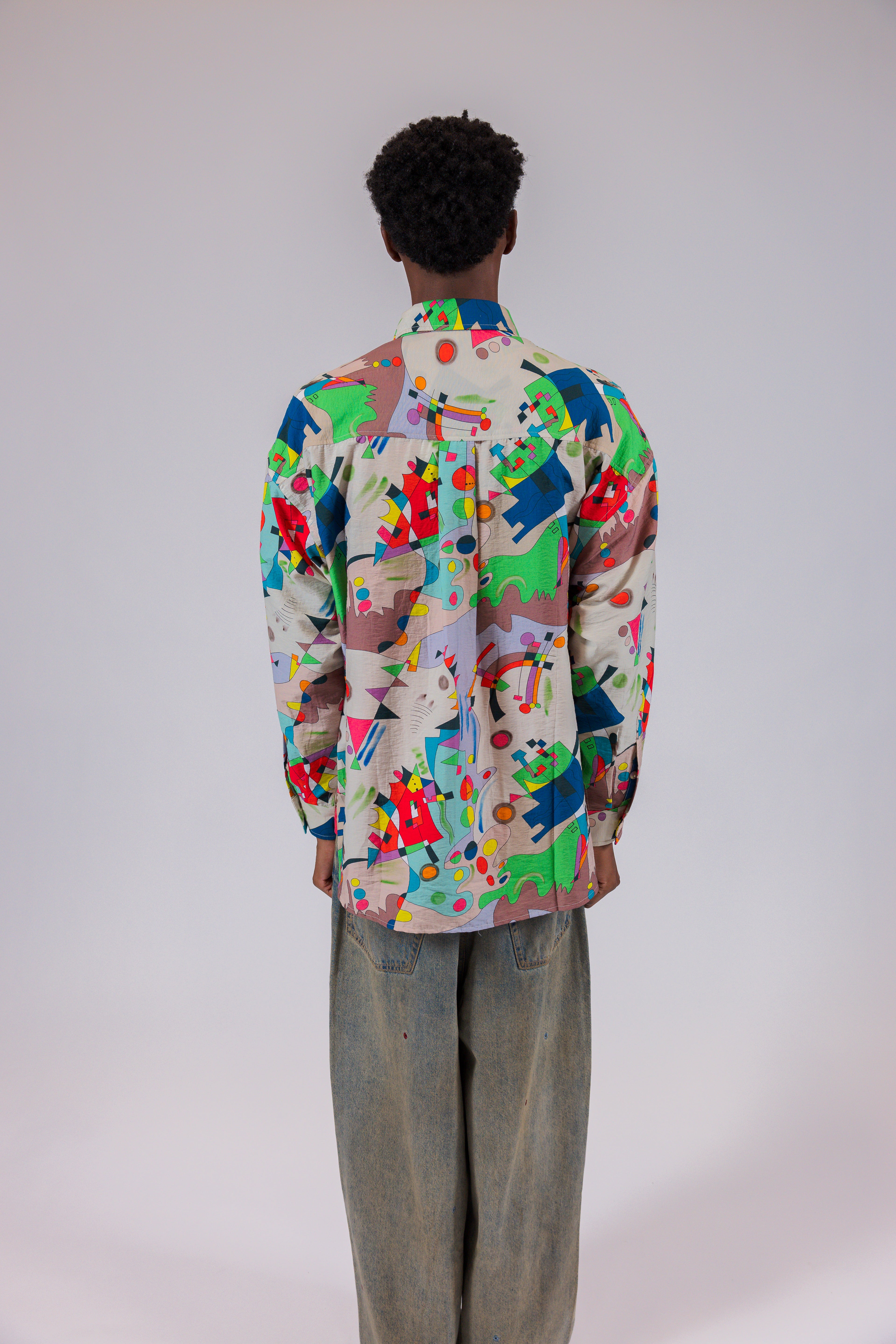 Abstract Multi Colorful Long Sleeve Shirt