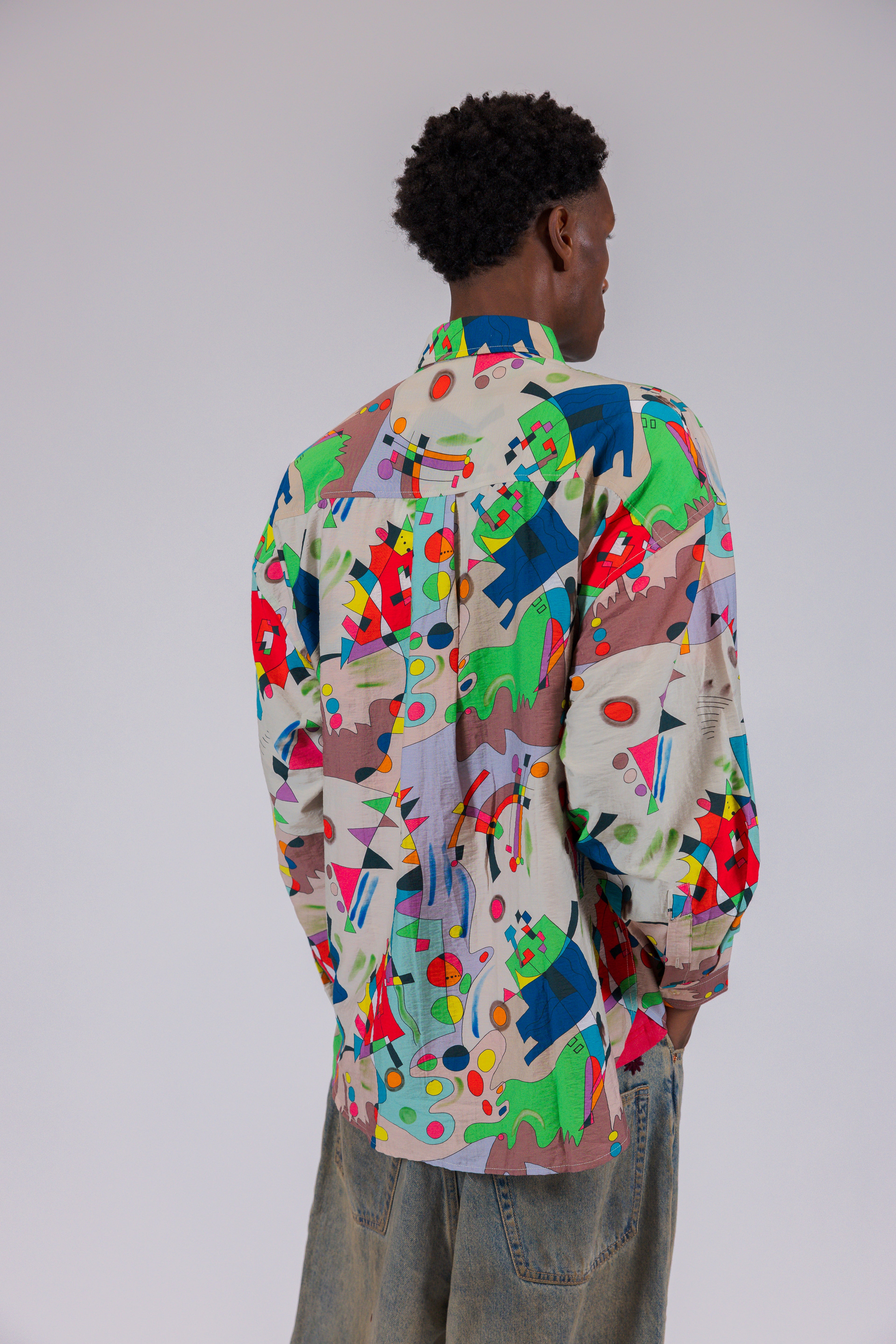 Abstract Multi Colorful Long Sleeve Shirt