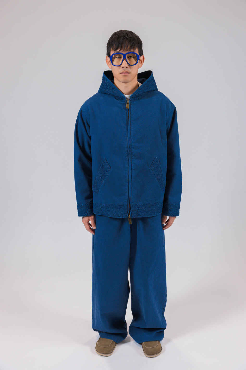 The Tonal Embroidered Cotton Lounge Trouser
