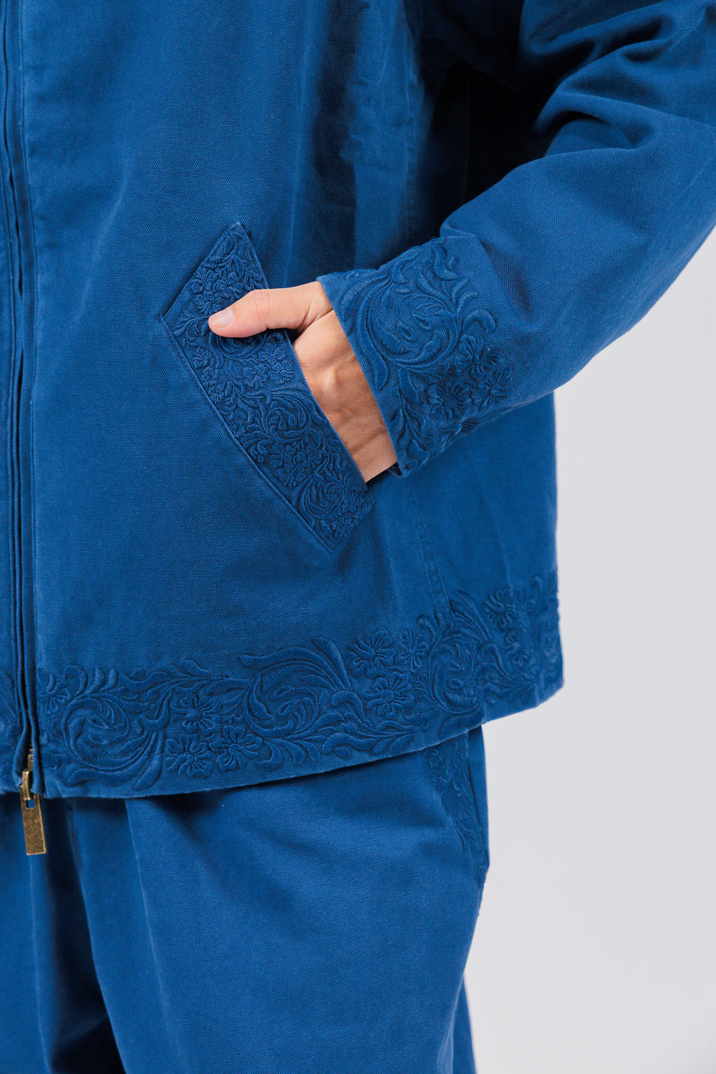 The Tonal Embroidered Cotton Hooded Jacket