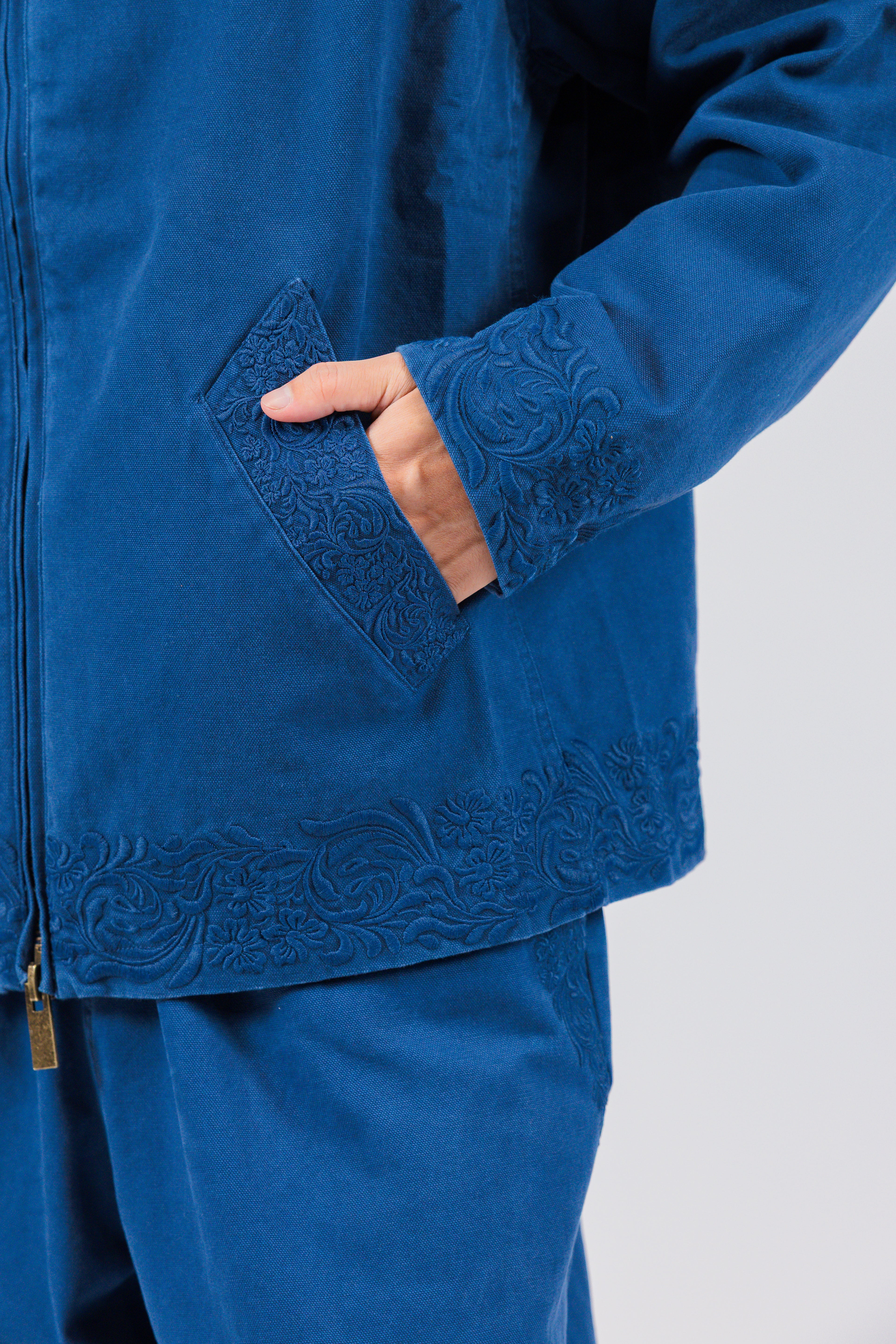 The Tonal Embroidered Cotton Hooded Jacket