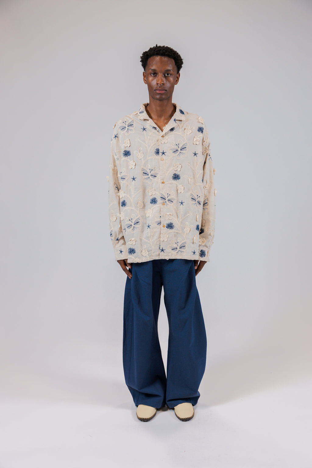 Butterfly Garden Embroidered Long Sleeve Shirt Jacket