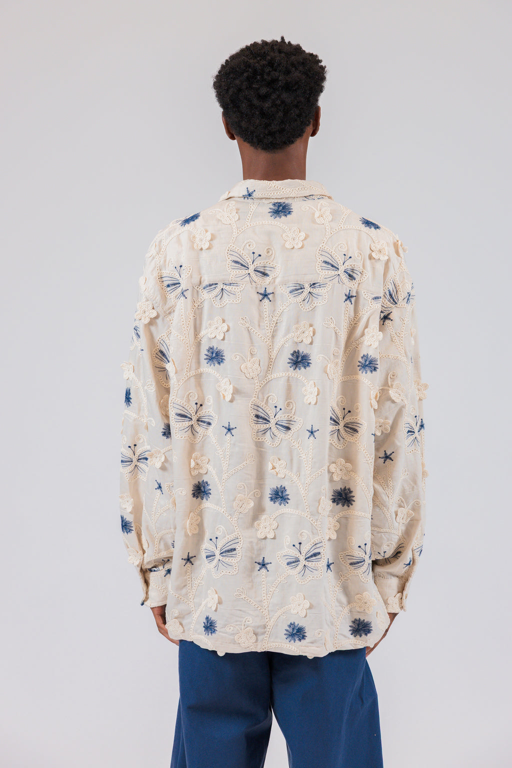 Butterfly Garden Embroidered Long Sleeve Shirt Jacket
