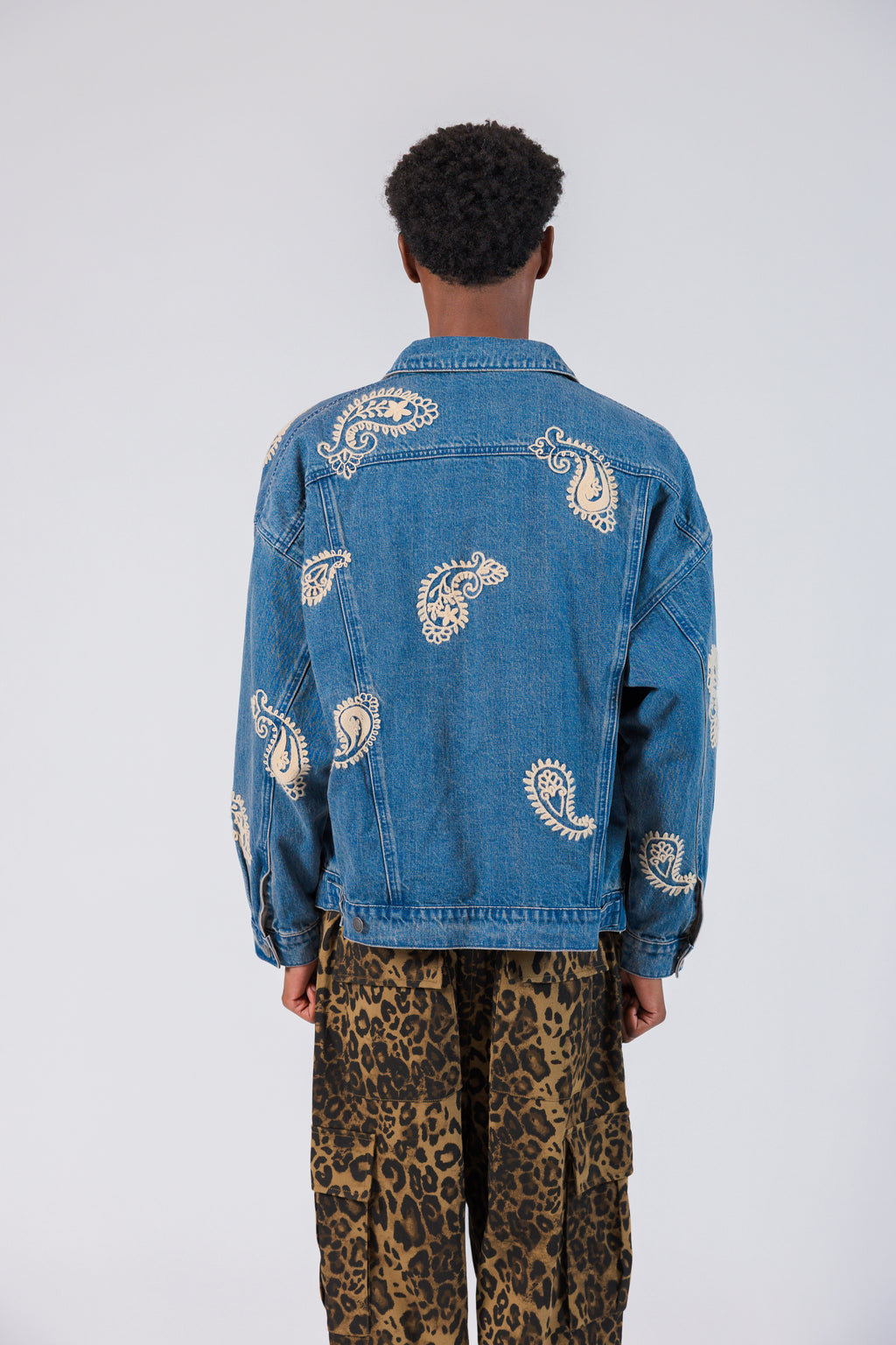 Blue Jean Jacket with Embroider Paisley