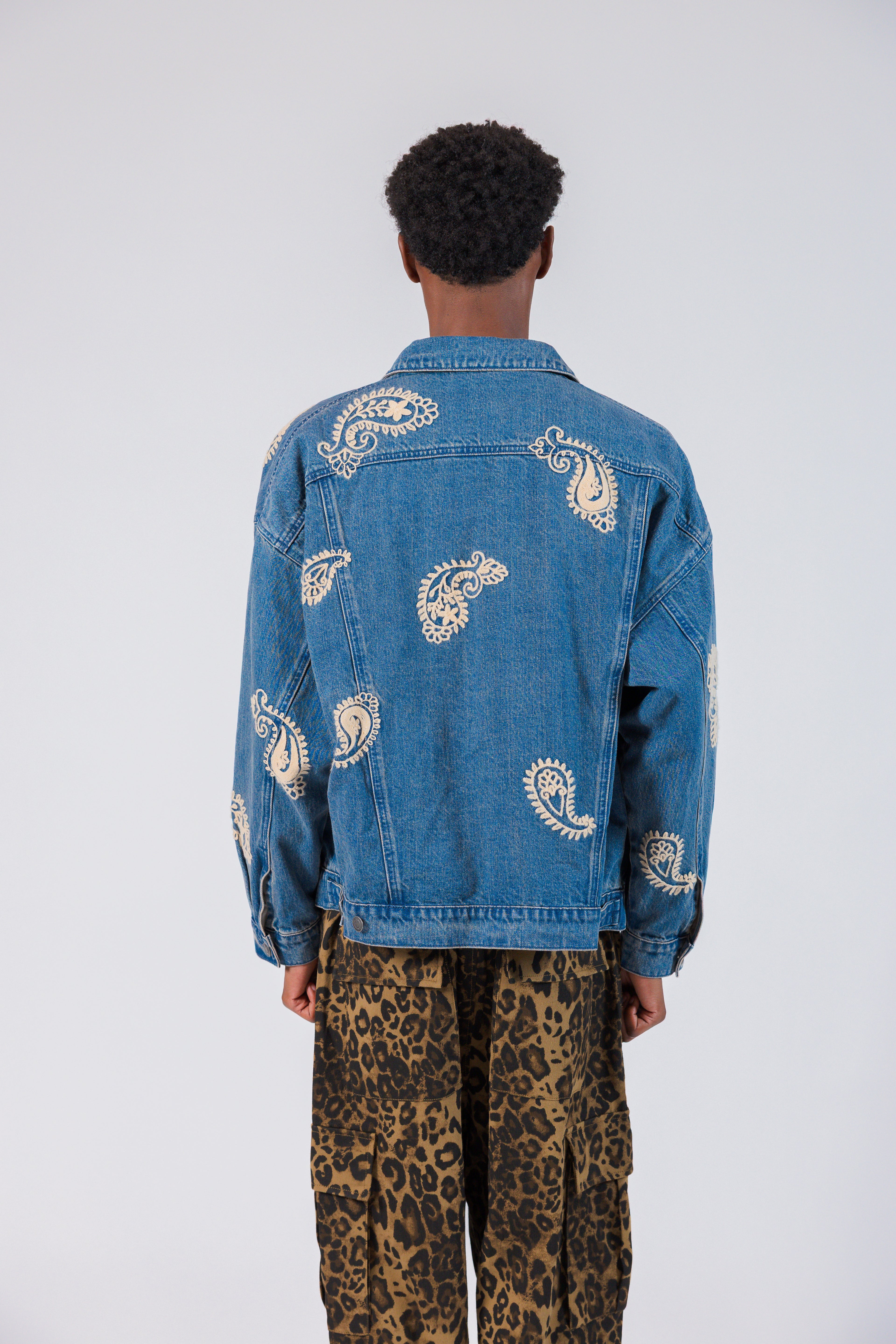 Blue Jean Jacket with Embroider Paisley