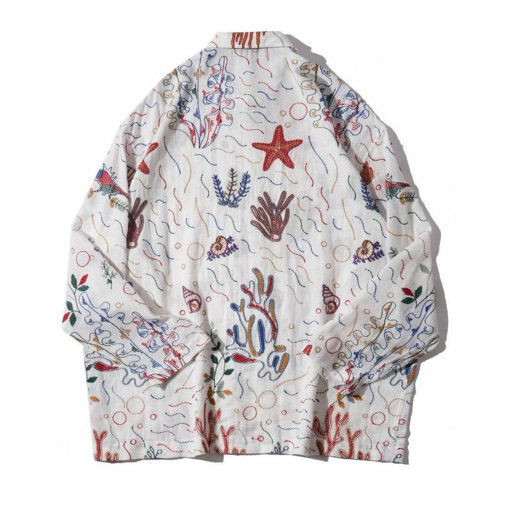The Riviera Long Sleeve Shirt Sea Embroidery