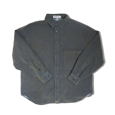 Denim Shirt Jacket with Yellow Hue