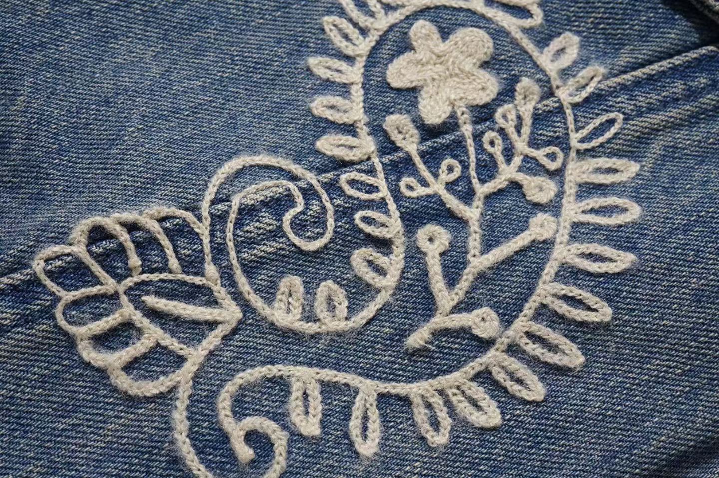 Blue Jean Jacket with Embroider Paisley