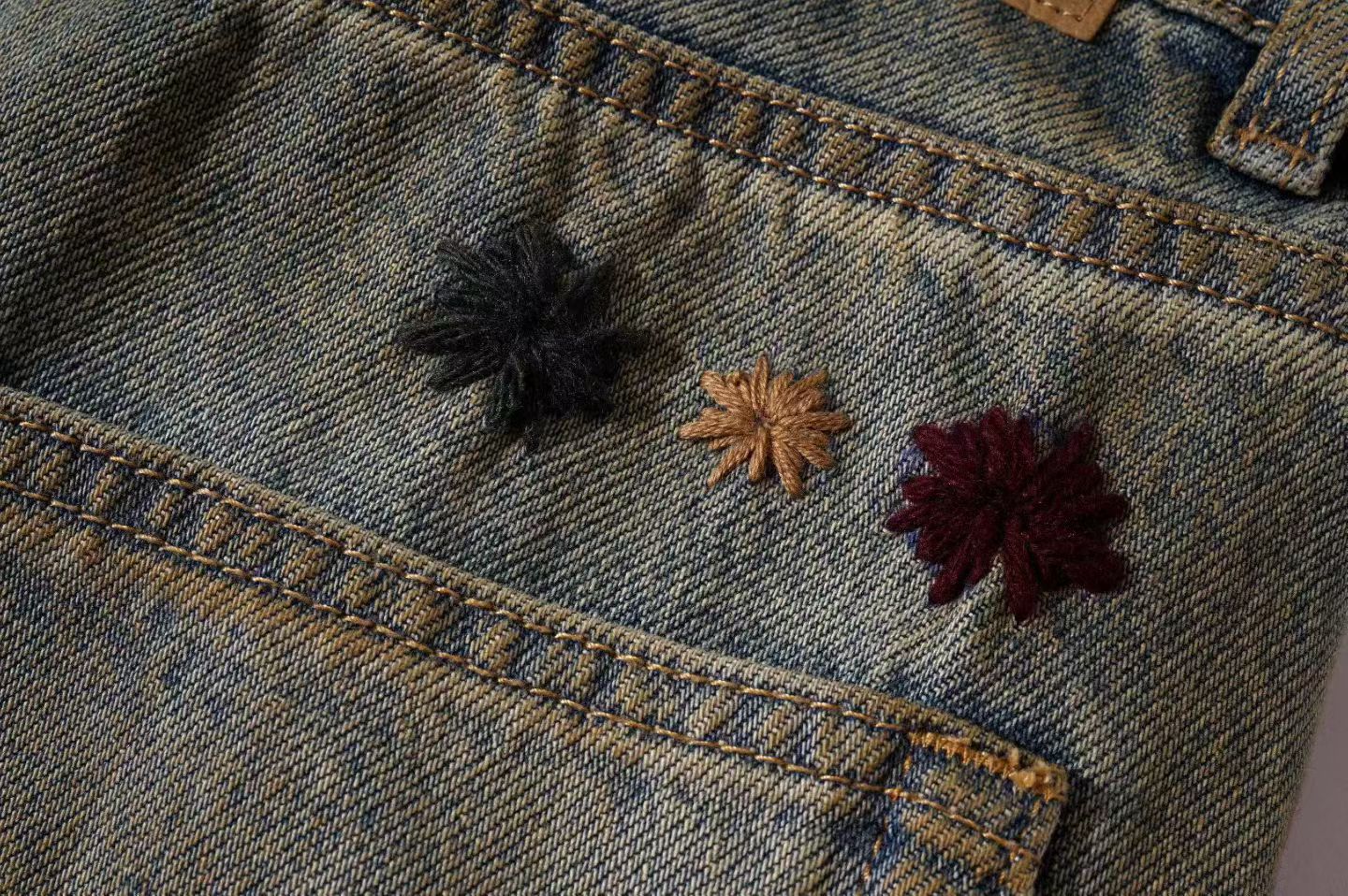 Embroidered Vintage Wide Jeans