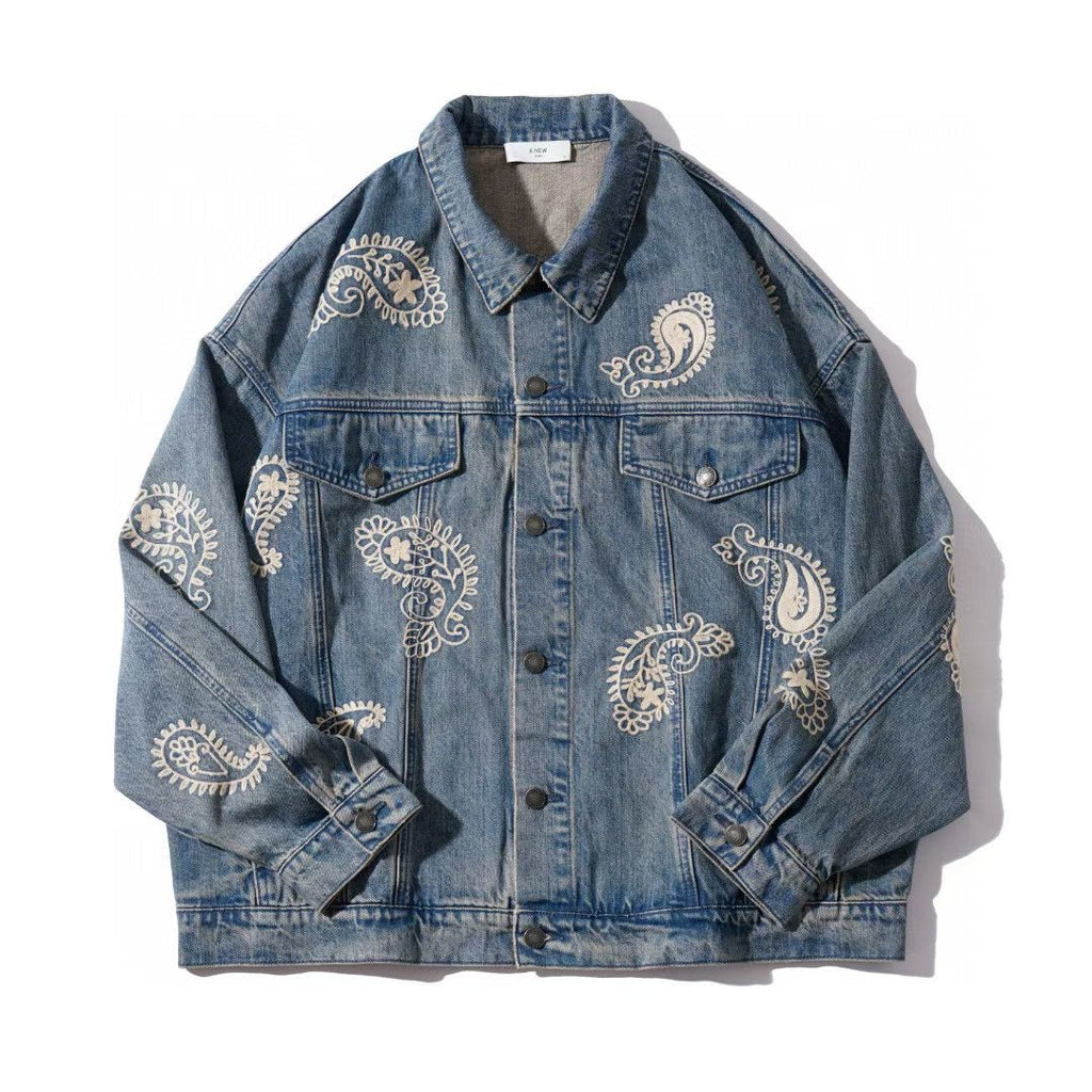 Blue Jean Jacket with Embroider Paisley