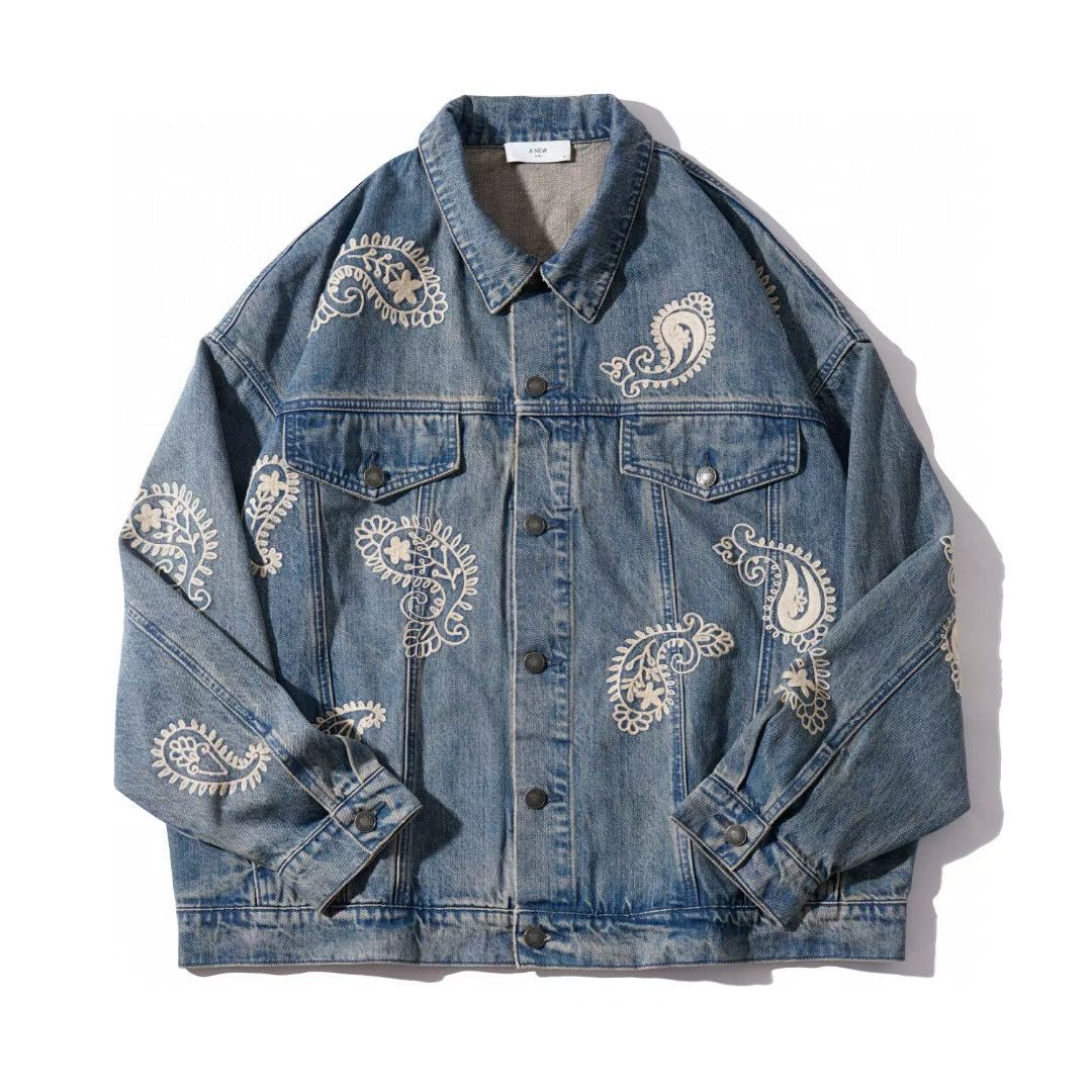 Blue Jean Jacket with Embroider Paisley