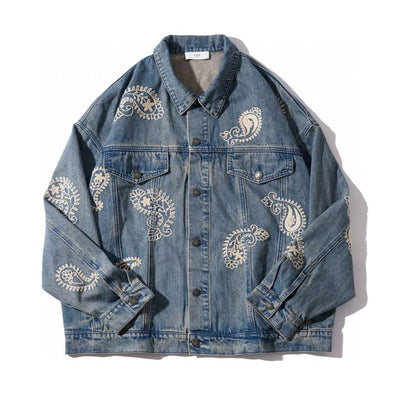 Blue Jean Jacket with Embroider Paisley