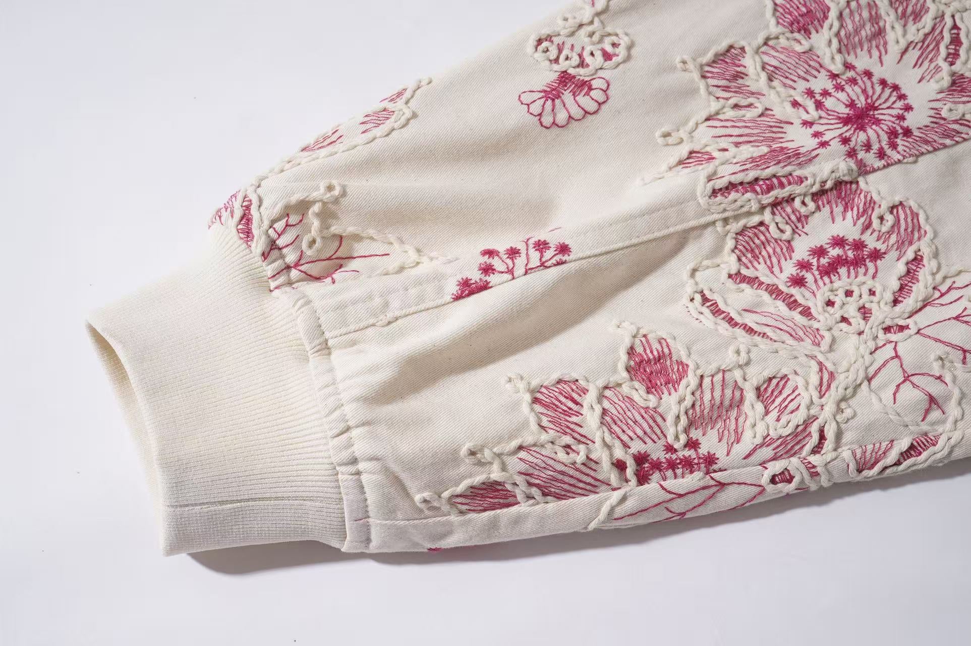 Crimson Bloom Embroidered Jacket