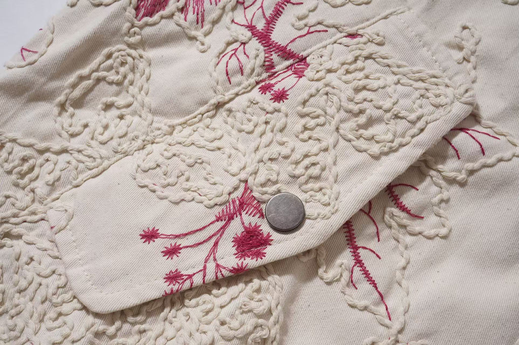 Crimson Bloom Embroidered Jacket