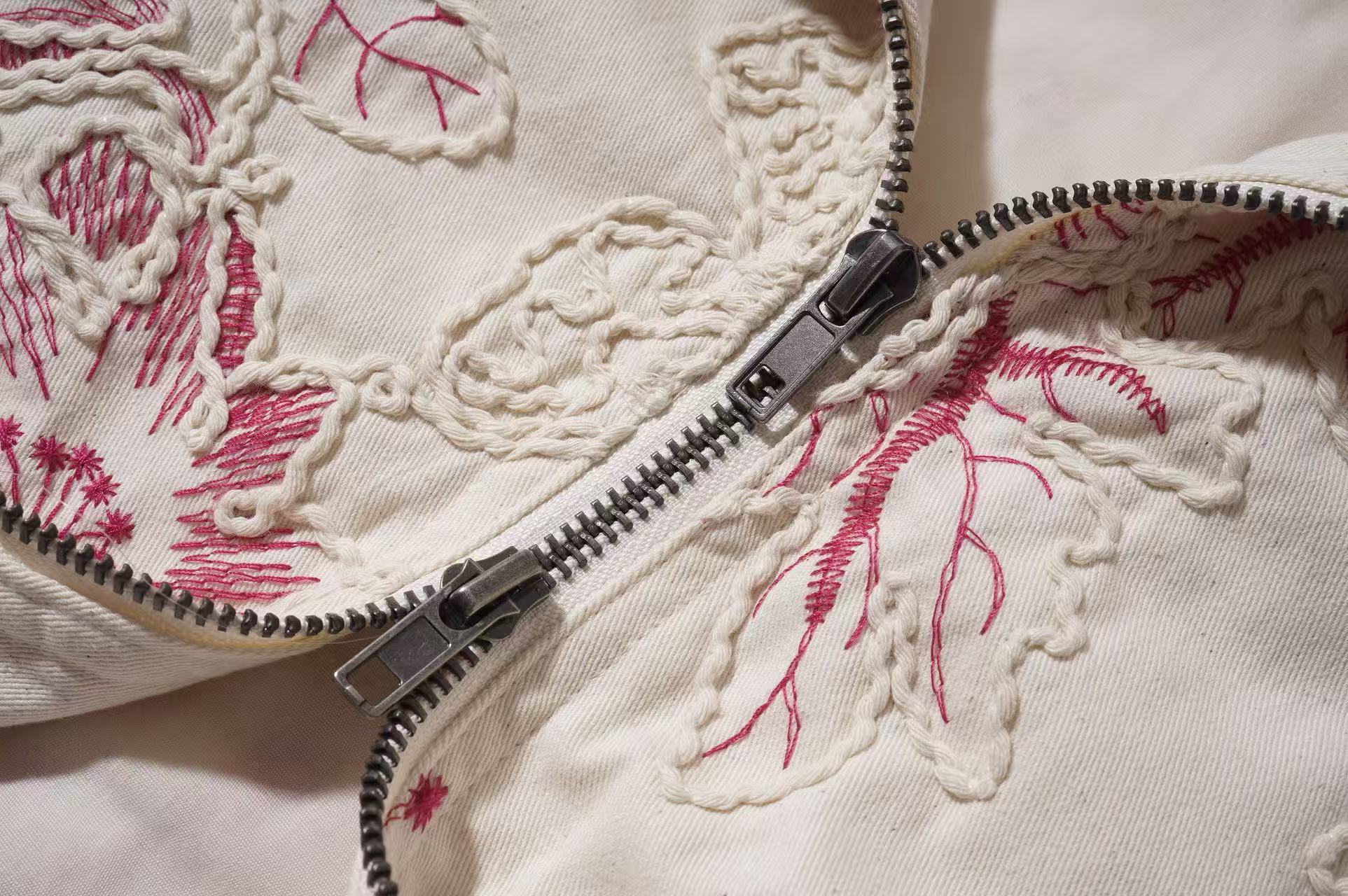 Crimson Bloom Embroidered Jacket