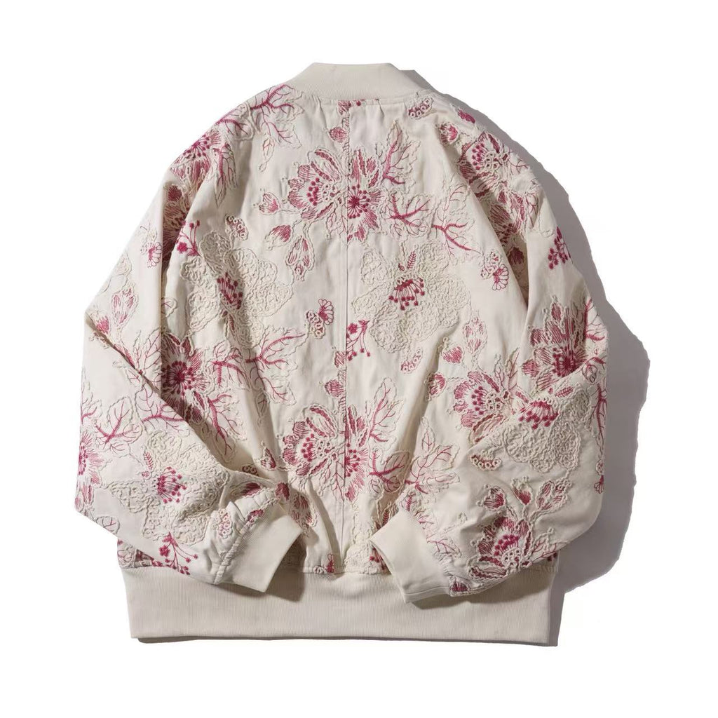 Crimson Bloom Embroidered Jacket
