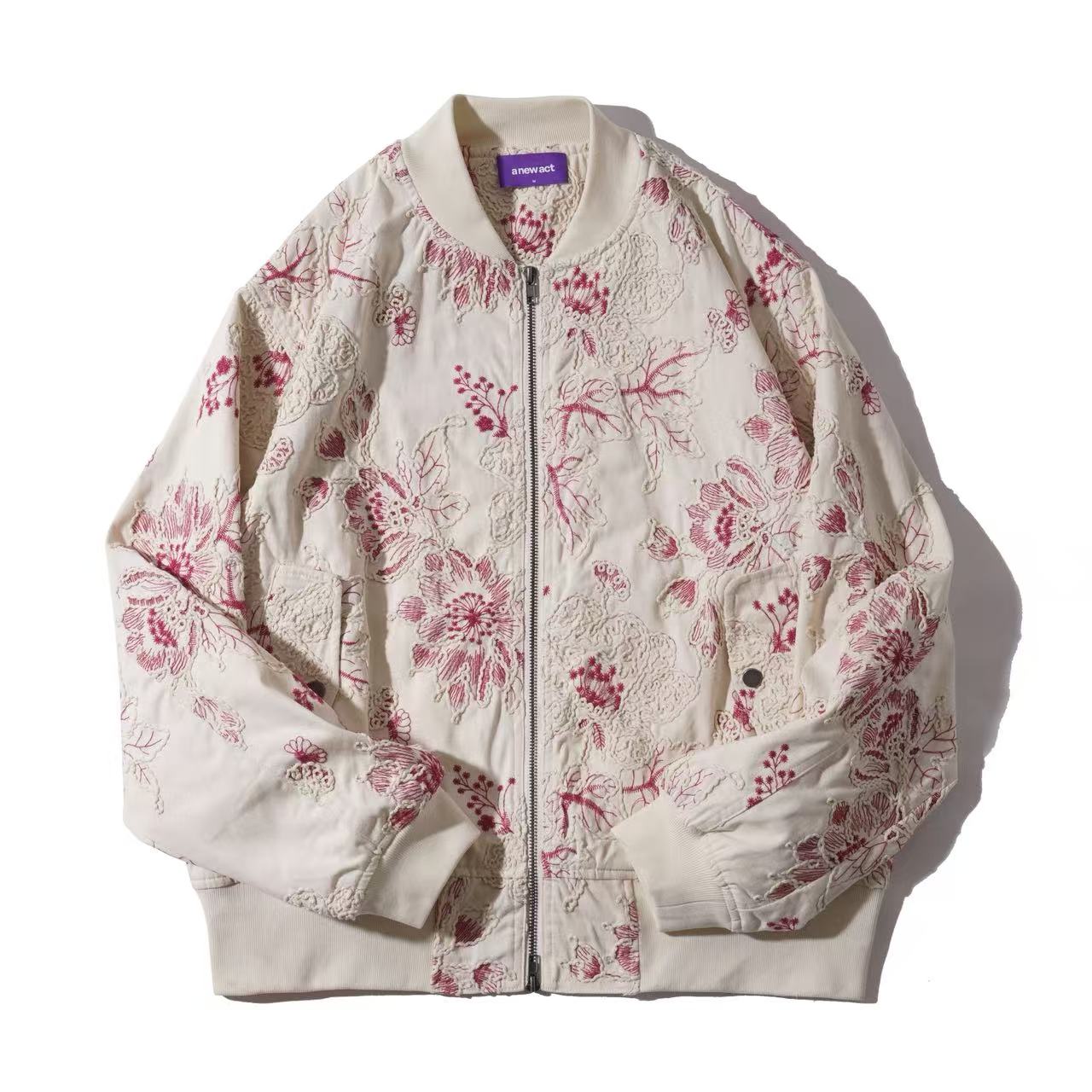 Crimson Bloom Embroidered Jacket