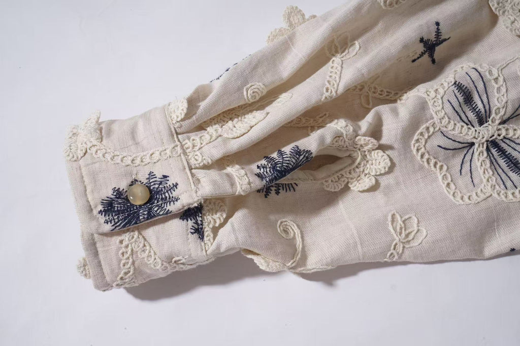 Butterfly Garden Embroidered Shirt