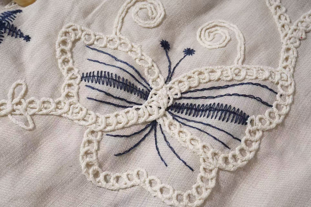 Butterfly Garden Embroidered Long Sleeve Shirt Jacket